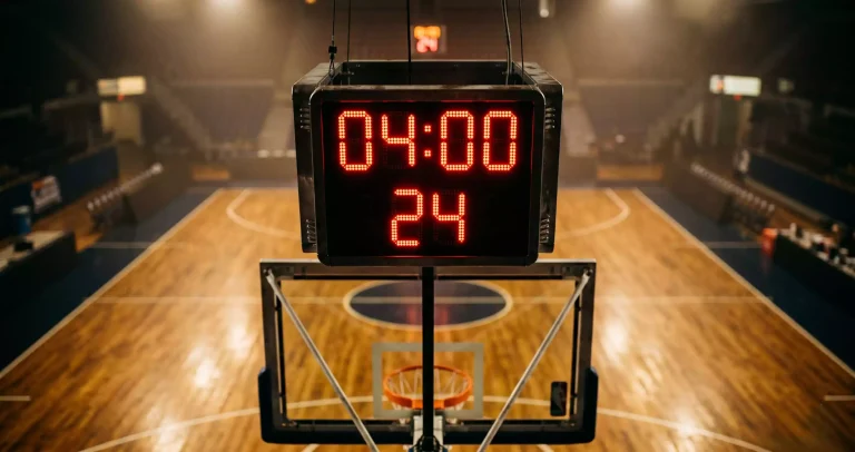 Annotated bankroll curve over a long virtual basketball session showing flat unit staking against the four-minute cycle